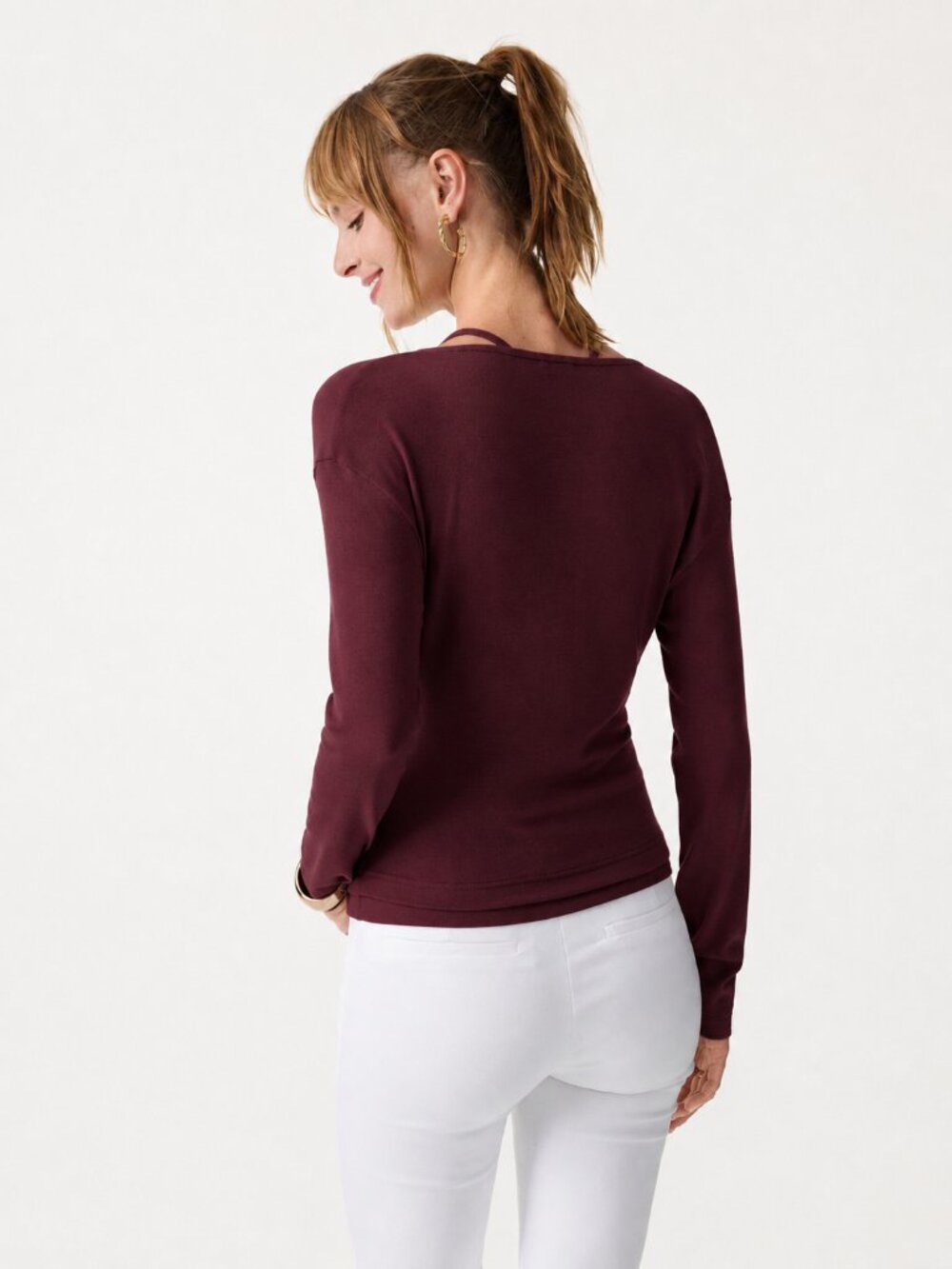NWOT OGL Two-Piece Set Cami with Surplice Ruched Top Wine XL - Picture 6 of 14